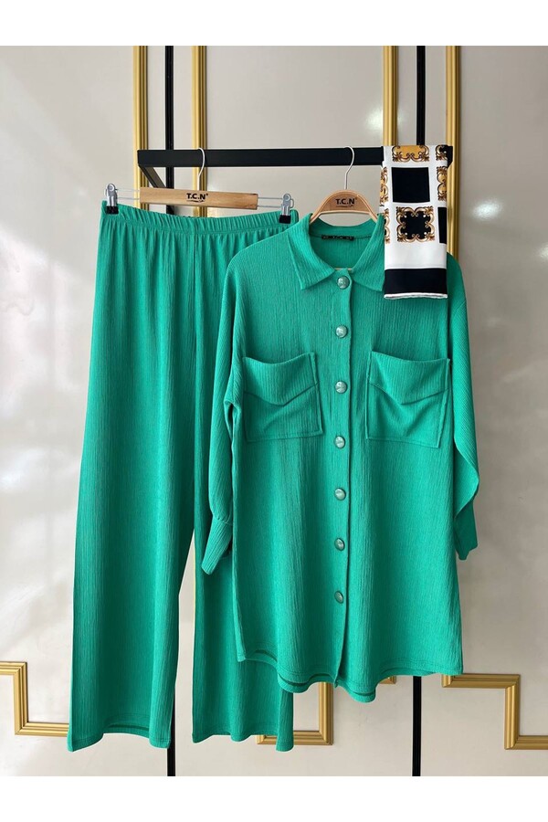 TC - 6199-93Y-8 طقم قطعتين سادة - اخضر