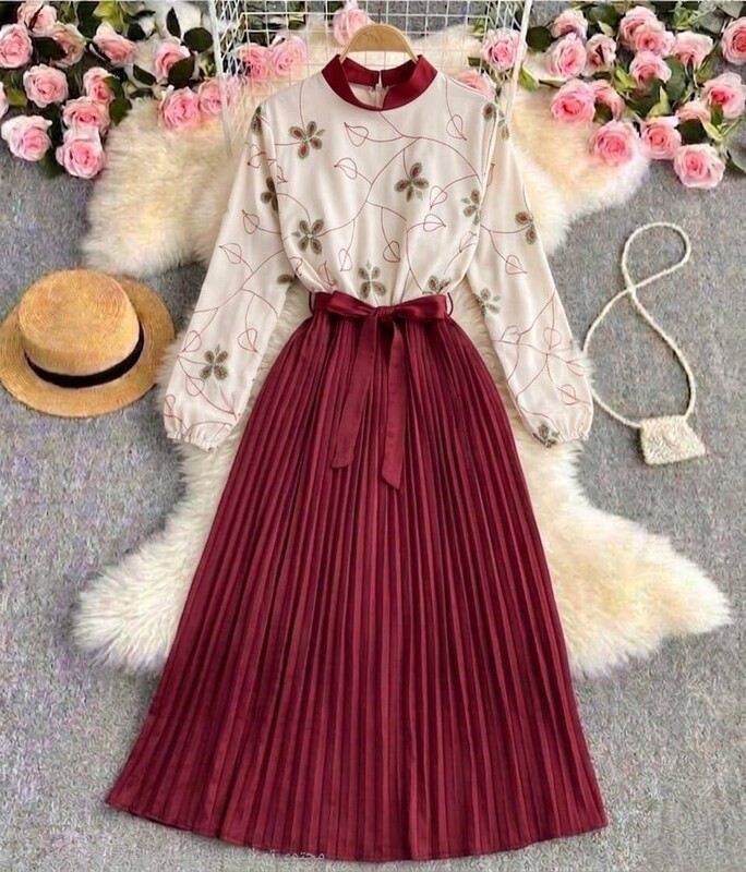 FOR YOU MODA - 6543-1I-2 فستان مورد- ماروني