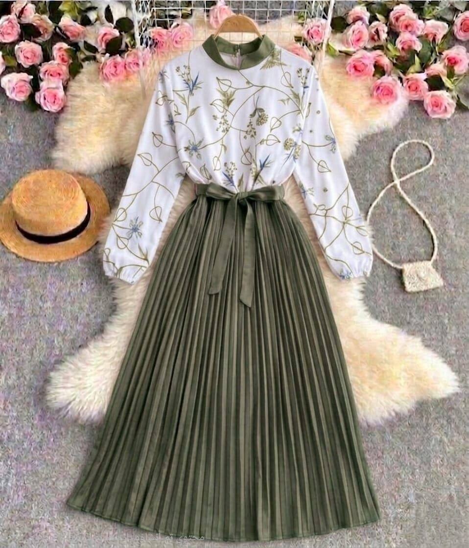 FOR YOU MODA - 6543-1I- 3 فستان مورد - خاكي