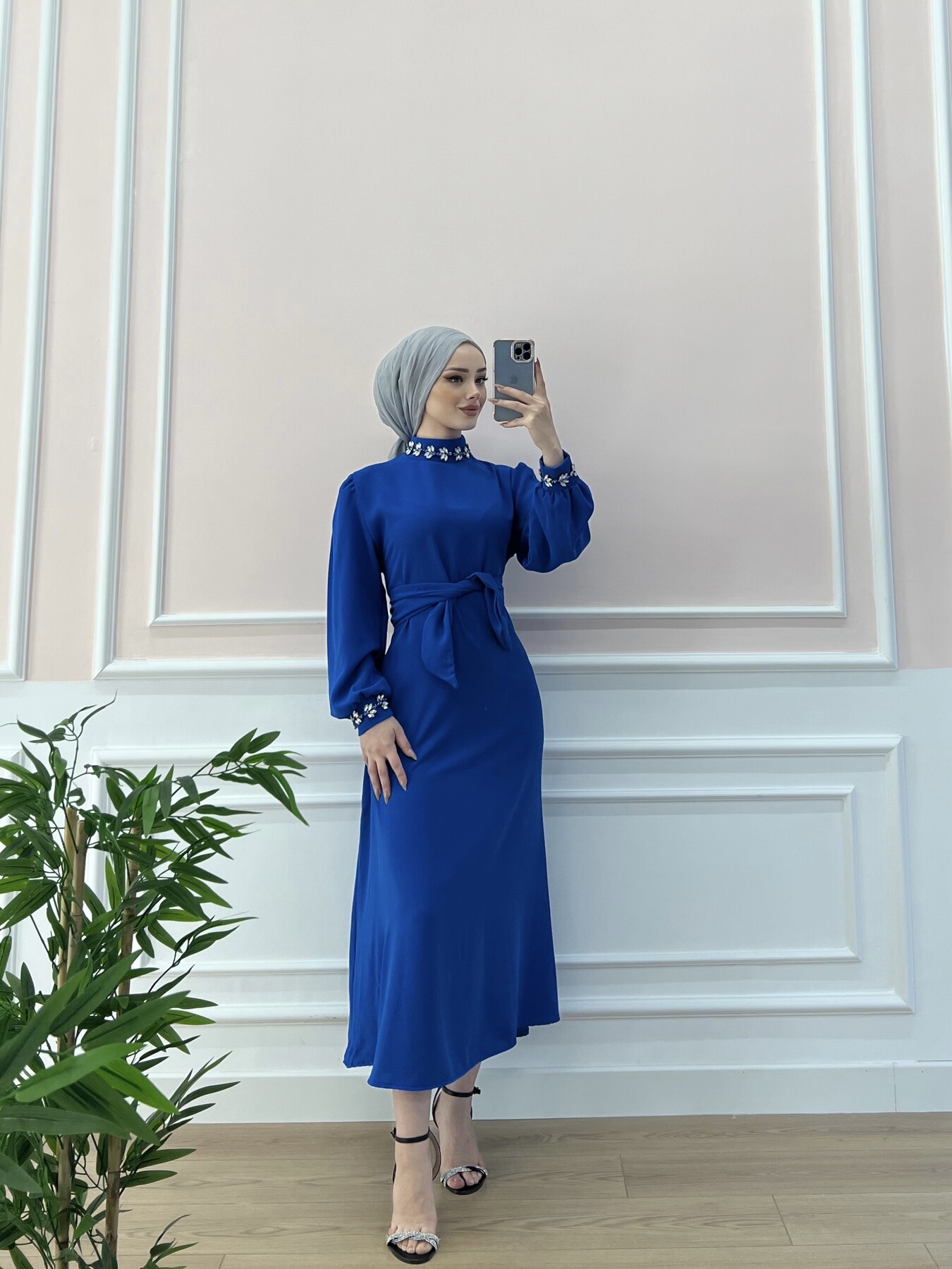 7123-89H-4 فستان - ازرق - Thumbnail