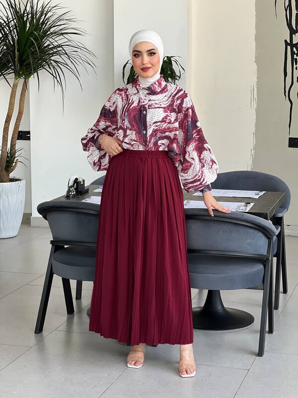 EFSUN MODA - 7452-21O- 3 سوت قطعتين - ماروني (1)