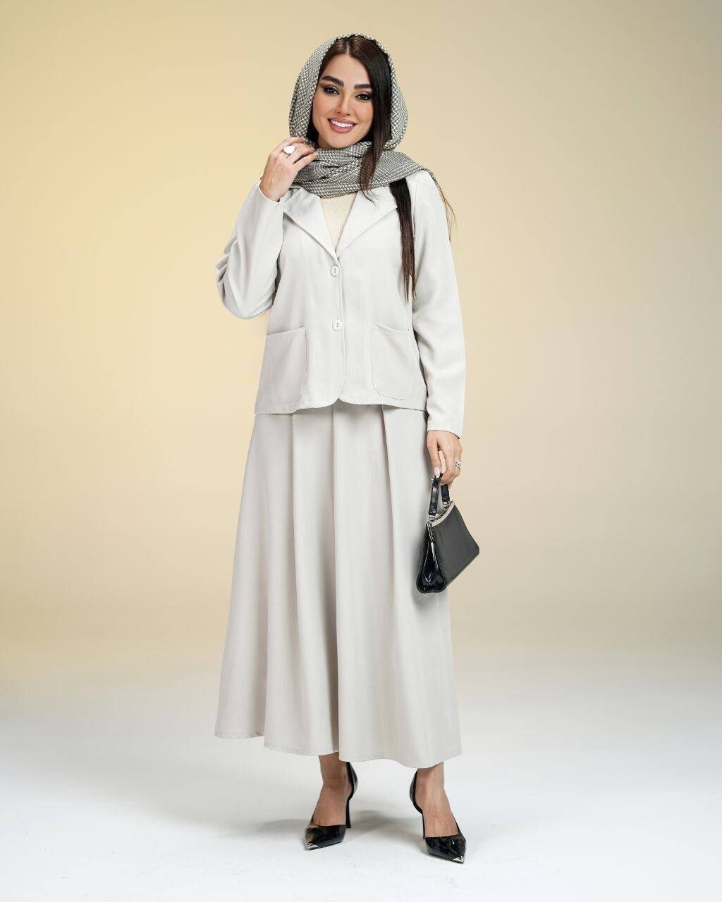 FOR YOU MODA - 7656-37O-2 سوت تنوره -اوف وايت