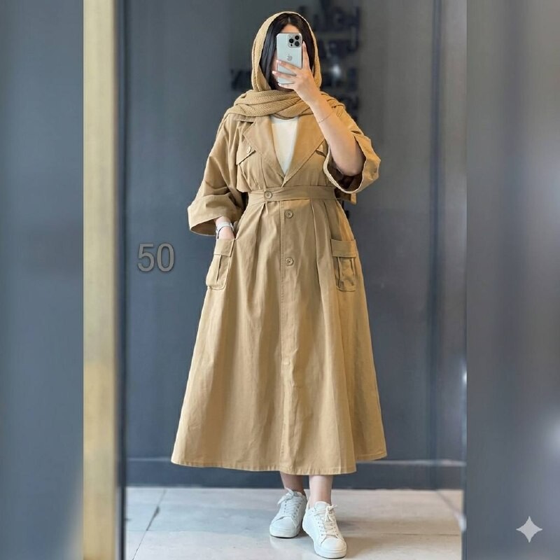 FOR YOU MODA - 7657-33F-2 فستان -بيج