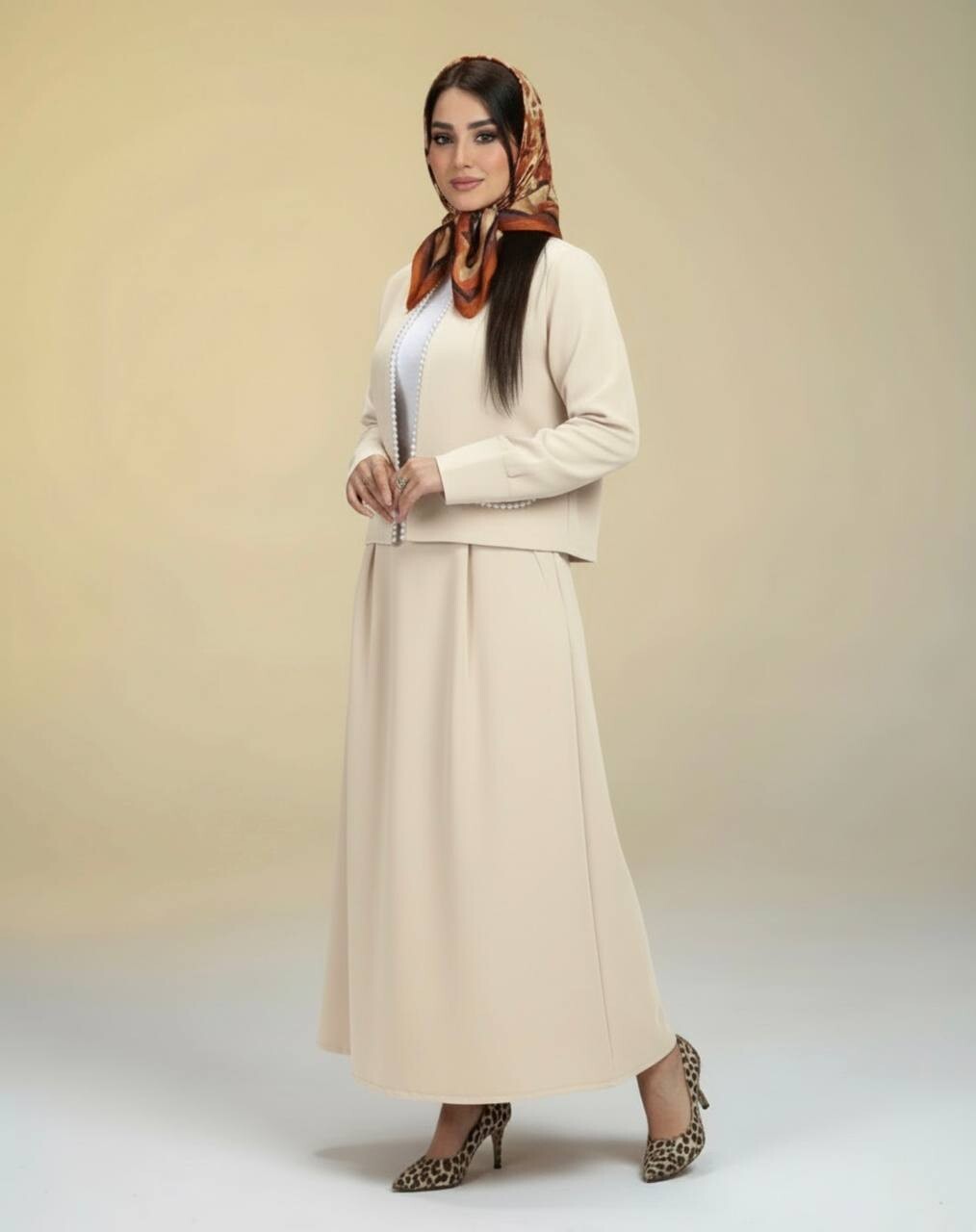 FOR YOU MODA - 7658-10K-5 سوت تنوره -اوف وايت