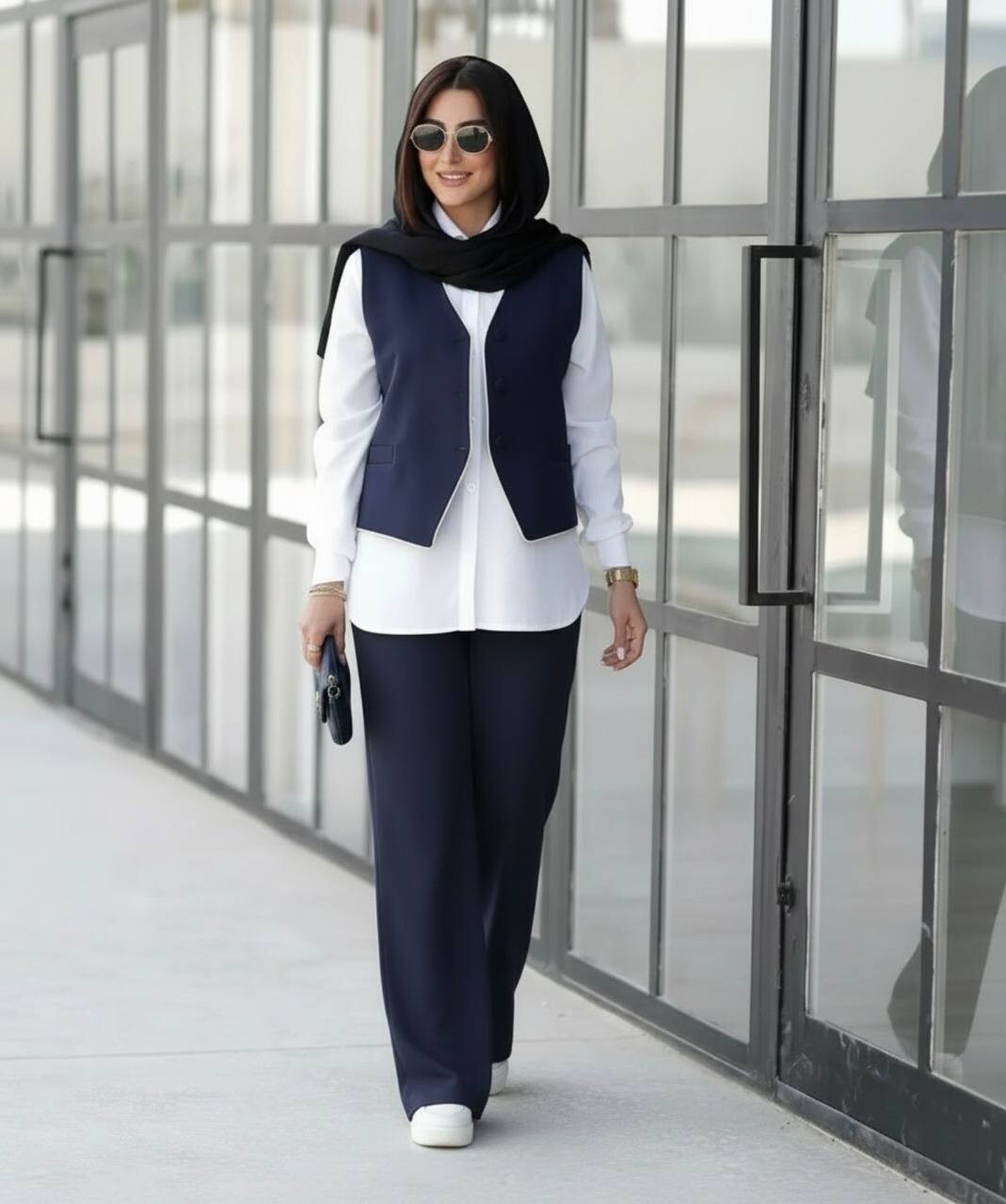 FOR YOU MODA - 7659-45O-4سوت بنطرون ثلث قطع - نيلي