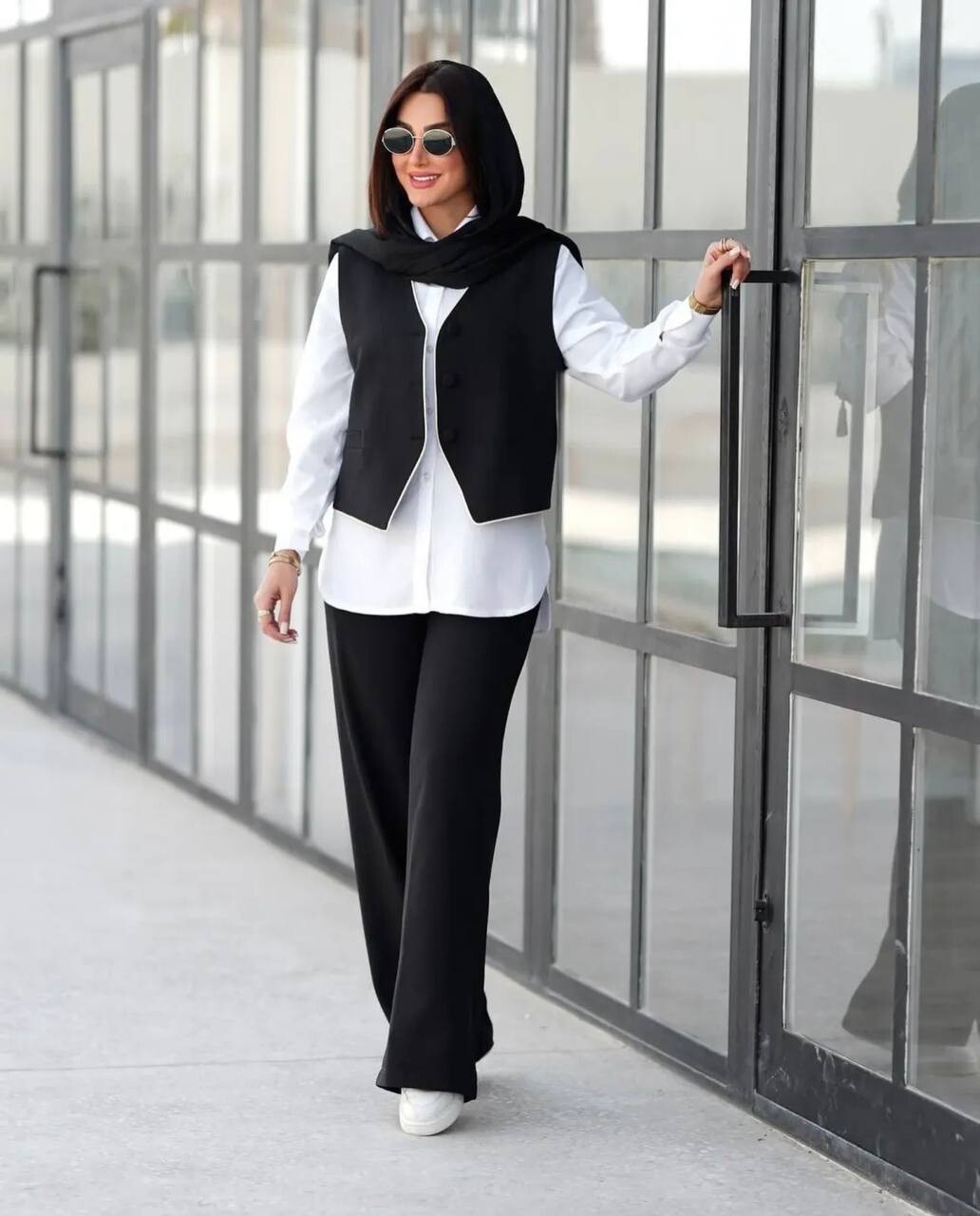 FOR YOU MODA - 7659-45O-1سوت بنطرون ثلث قطع - اسود