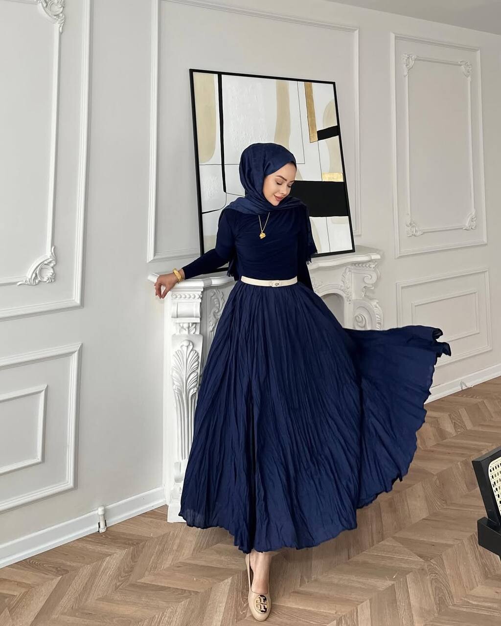 FOR YOU MODA - 7757-53A-5 تنوره لون - نيلي 