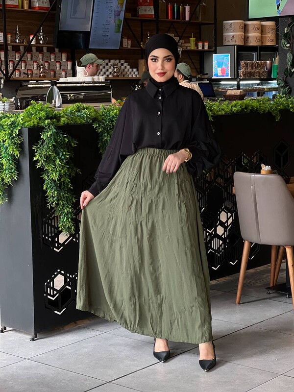 FOR YOU MODA - 7757-53A-4 تنوره لون - اخضر 