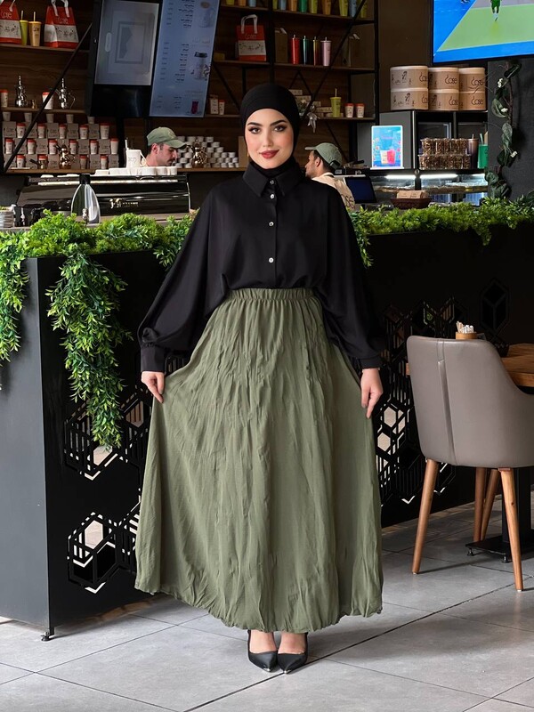 FOR YOU MODA - 7757-53A-4 تنوره لون - اخضر (1)