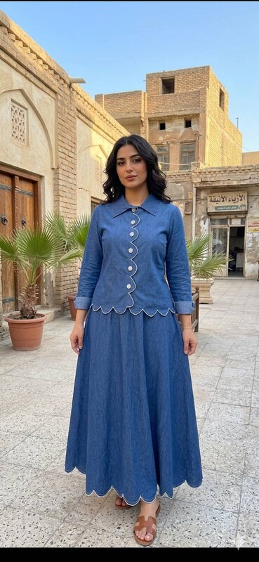 FOR YOU MODA - 7857-24I-1سوت تنوره- جينز 