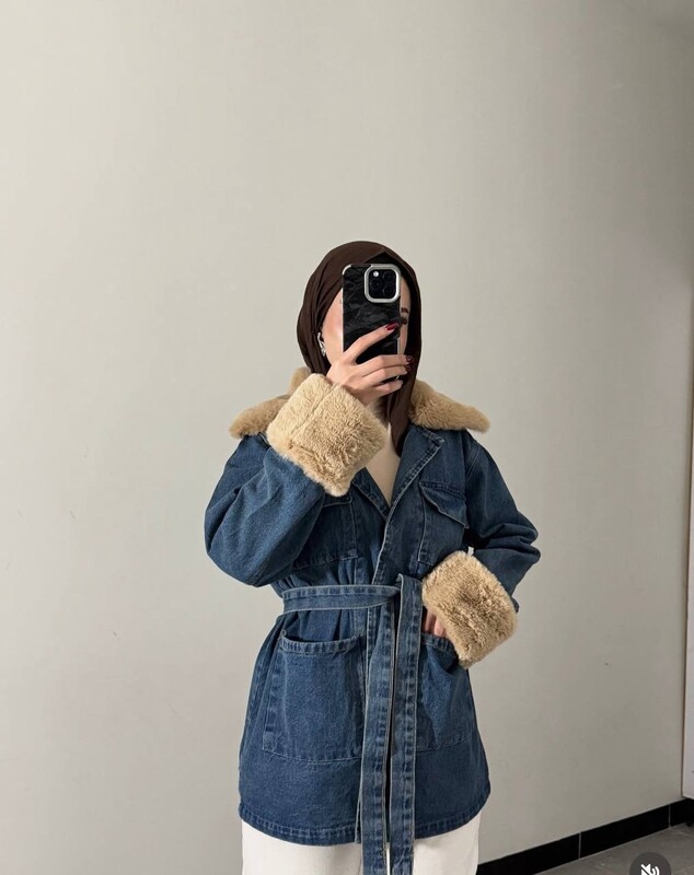 FOR YOU MODA - 81185-42k-1جاكيت جينزمطعم فرو 