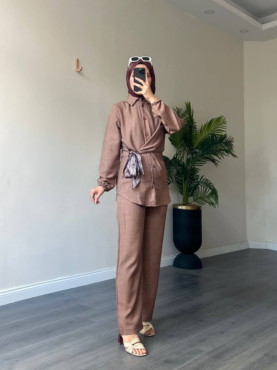 FOR YOU MODA - 8275-37L-سوت سكارف بنطرون -جوزي فاتح 2