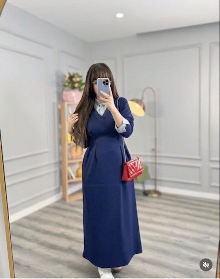 FOR YOU MODA - 8322-17G- فستان مخطط- نيلي4 