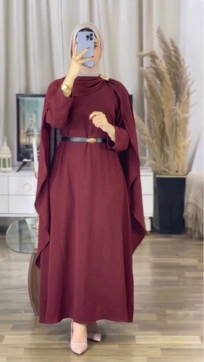 FOR YOU MODA - 8763-46N-3 فستان - ماروني 
