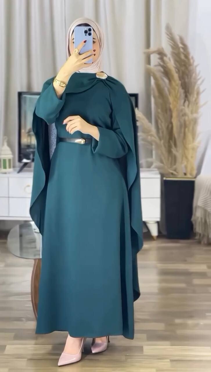 FOR YOU MODA - 8763-46N-2 فستان- تركواز