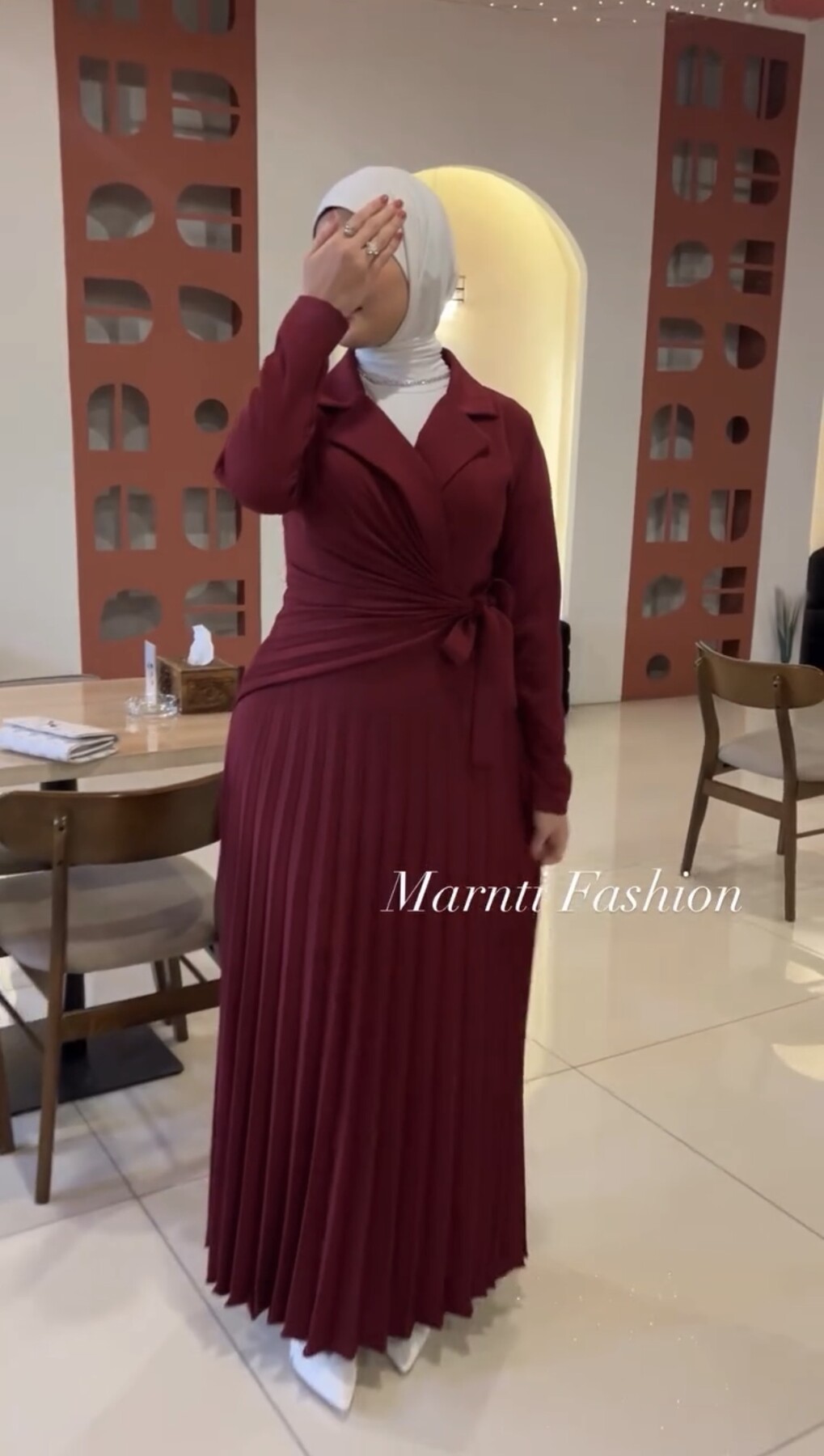 FOR YOU MODA - 8791-14N-4 فستان -ماروني 