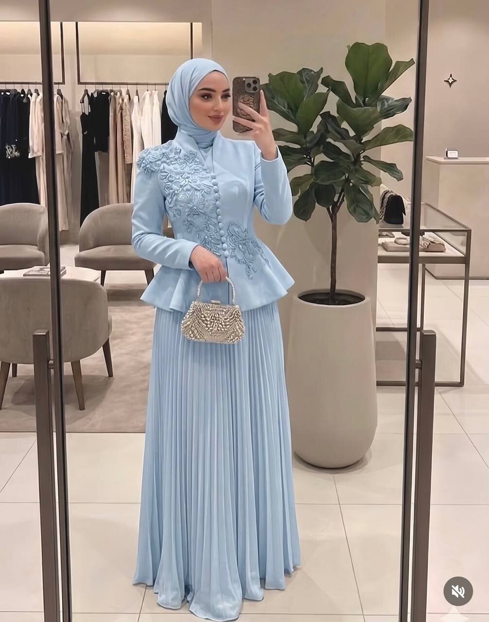 FOR YOU MODA - 8804-17G-3-طقم تنورة سمائي