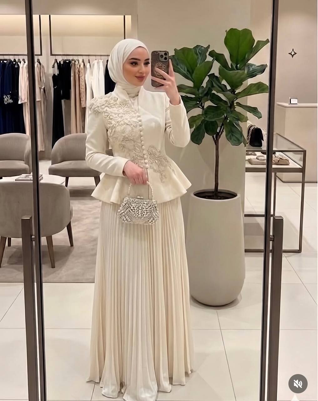 FOR YOU MODA - 8804-17G-4-طقم تنورة بيج