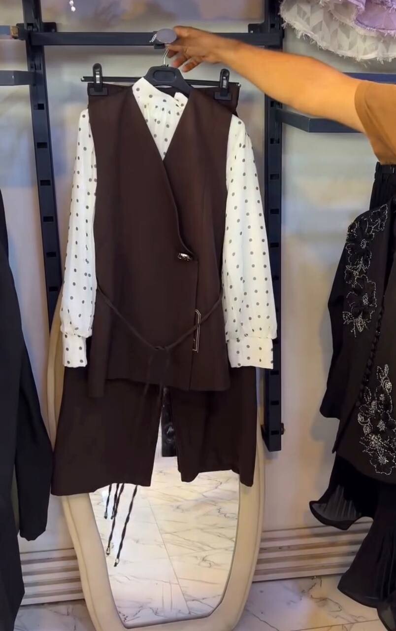 FOR YOU MODA - 8808-18L-3 سوت 3 قطع قميص شيفون مبطن جوزي
