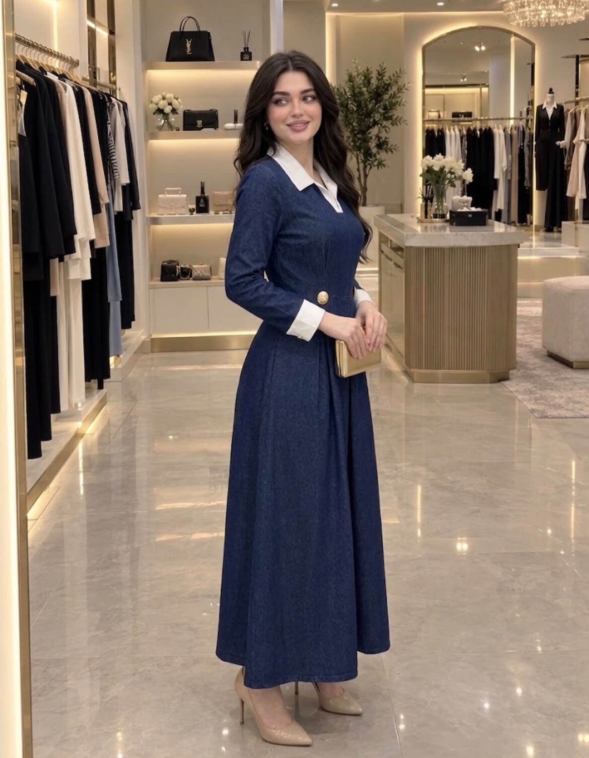 FOR YOU MODA - 8821-1I-فستان جينز -الغامق3