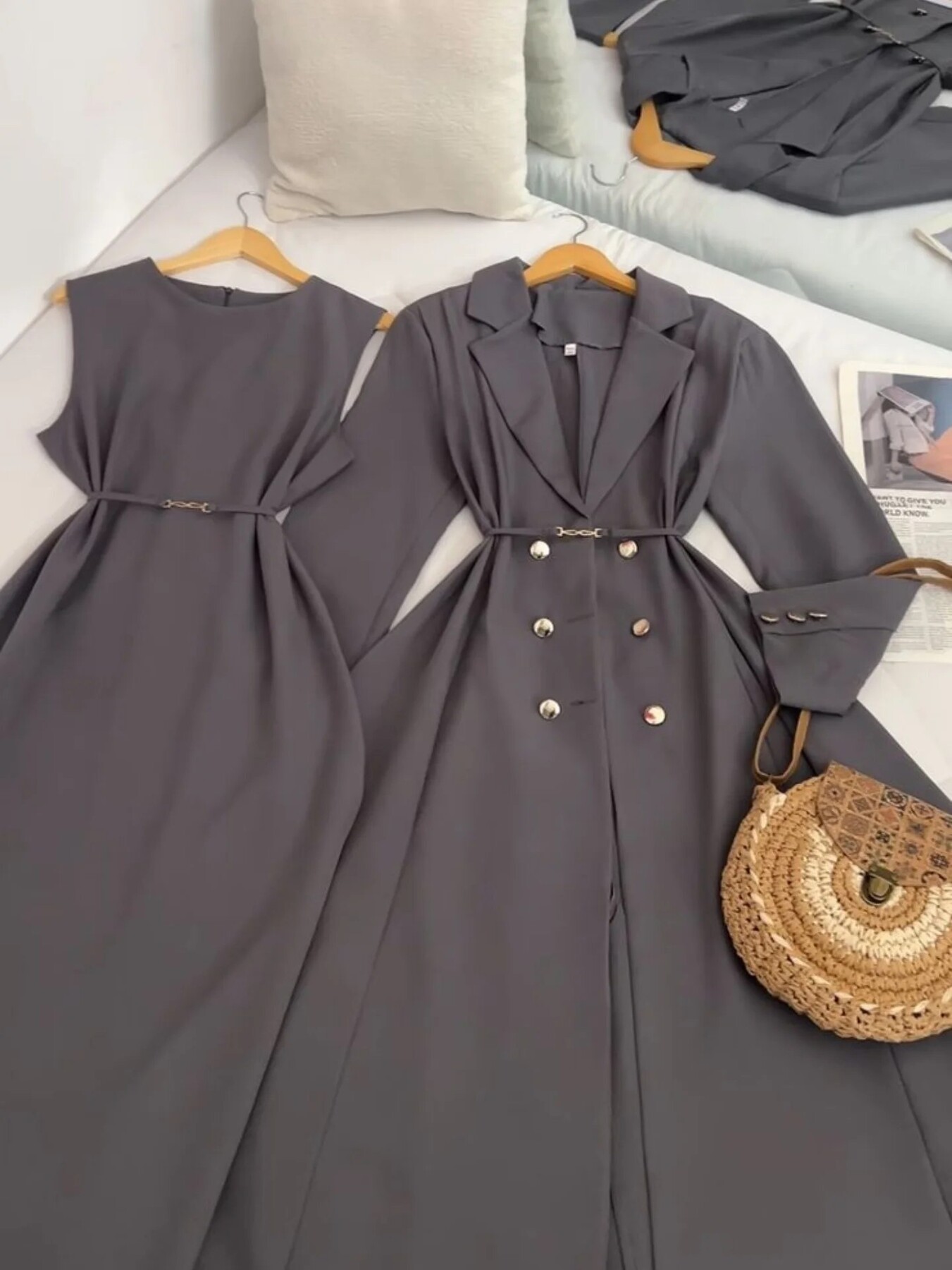 FOR YOU MODA - 8825-41O-فستان قطعتين - رصاصي3