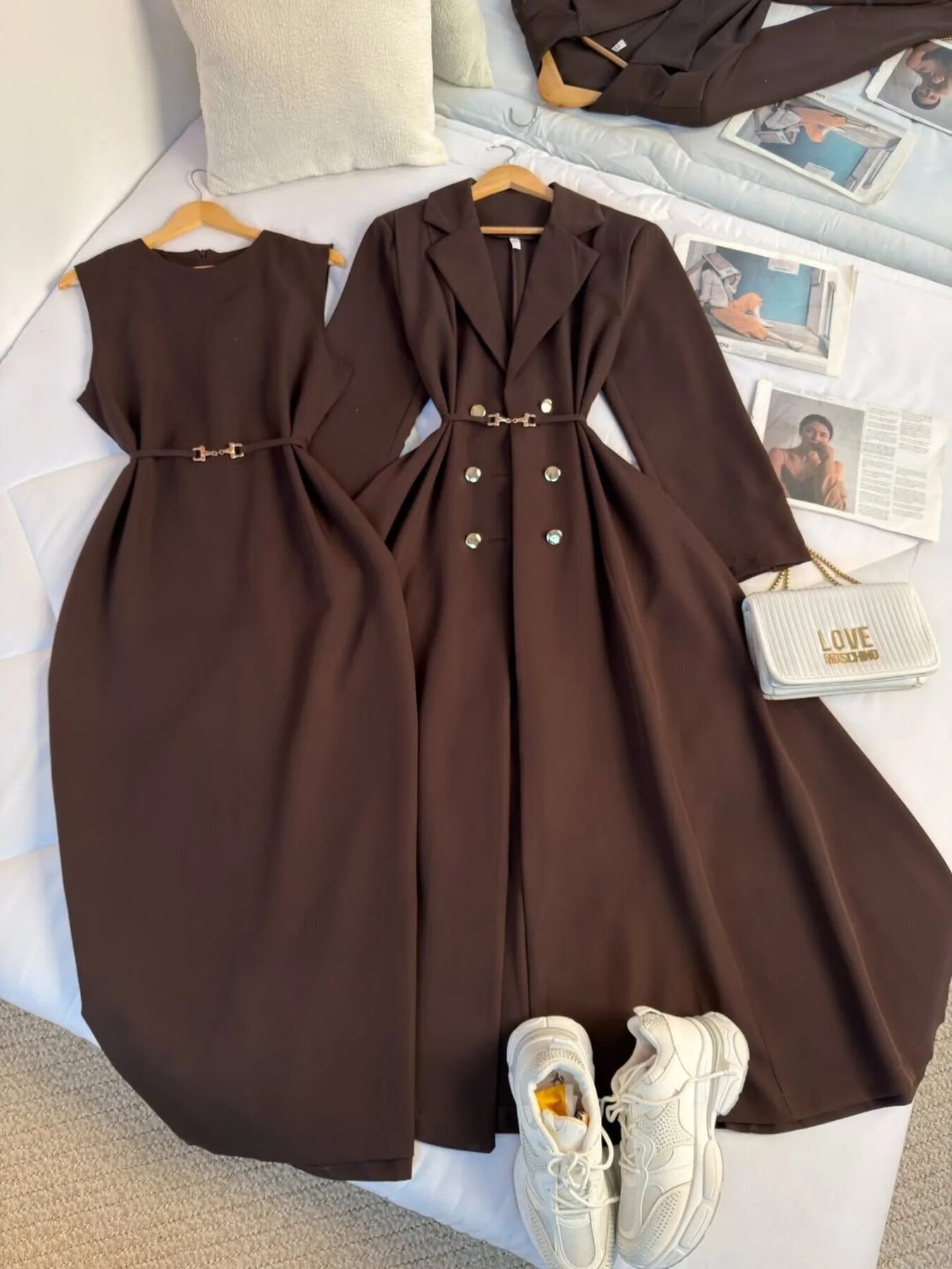 FOR YOU MODA - 8825-41O-فستان قطعتين - قهوائي4