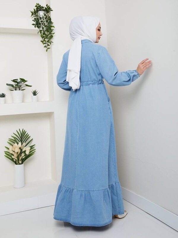 FOR YOU MODA - 8899-1K-3 فستان جينز فاتح (1)