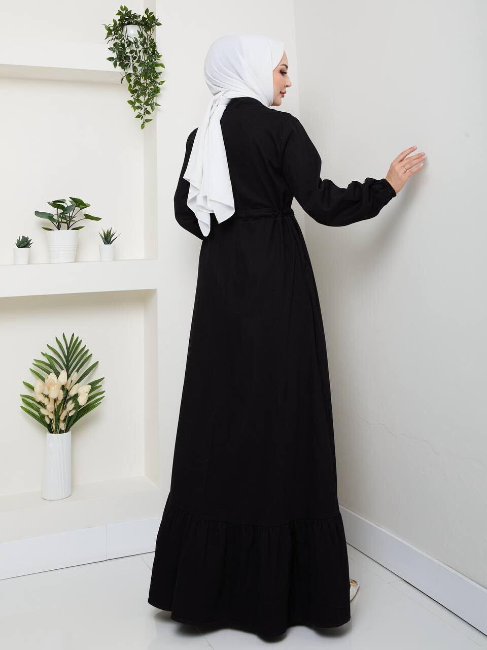 FOR YOU MODA - 8899-1K-فستان جينز اسود 1 (1)