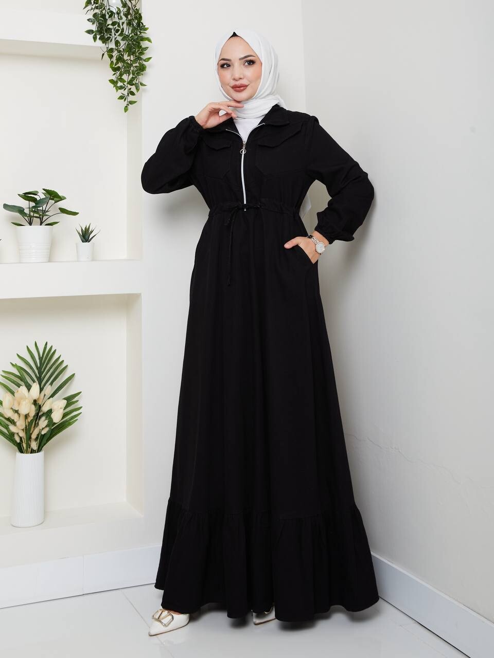 FOR YOU MODA - 8899-1K-فستان جينز اسود 1