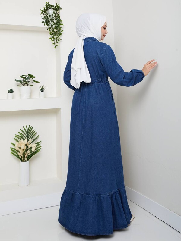 FOR YOU MODA - 8899-1Kفستان جينز غامق 2 (1)