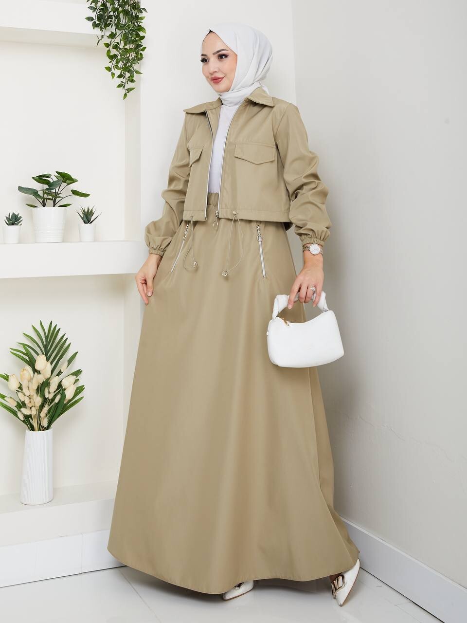 FOR YOU MODA - 9033-5J-سوت قطعتين خاكي 3 (1)