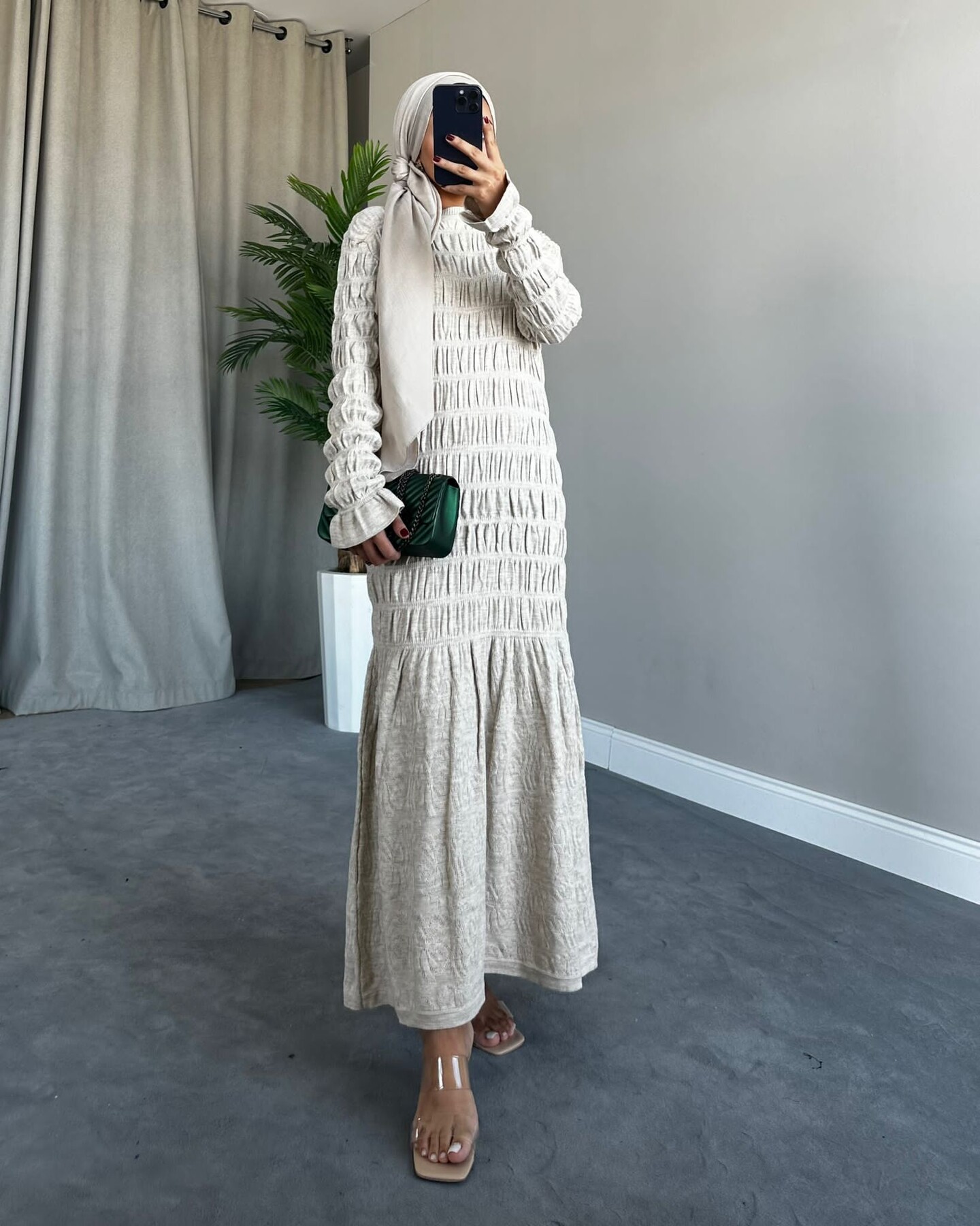 FOR YOU MODA - 9222-33W-2 فستان - بيج