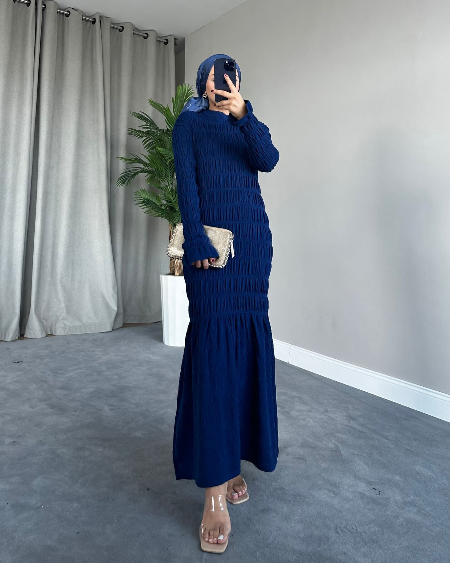 FOR YOU MODA - 9222-33W-5 فستان - نيلي