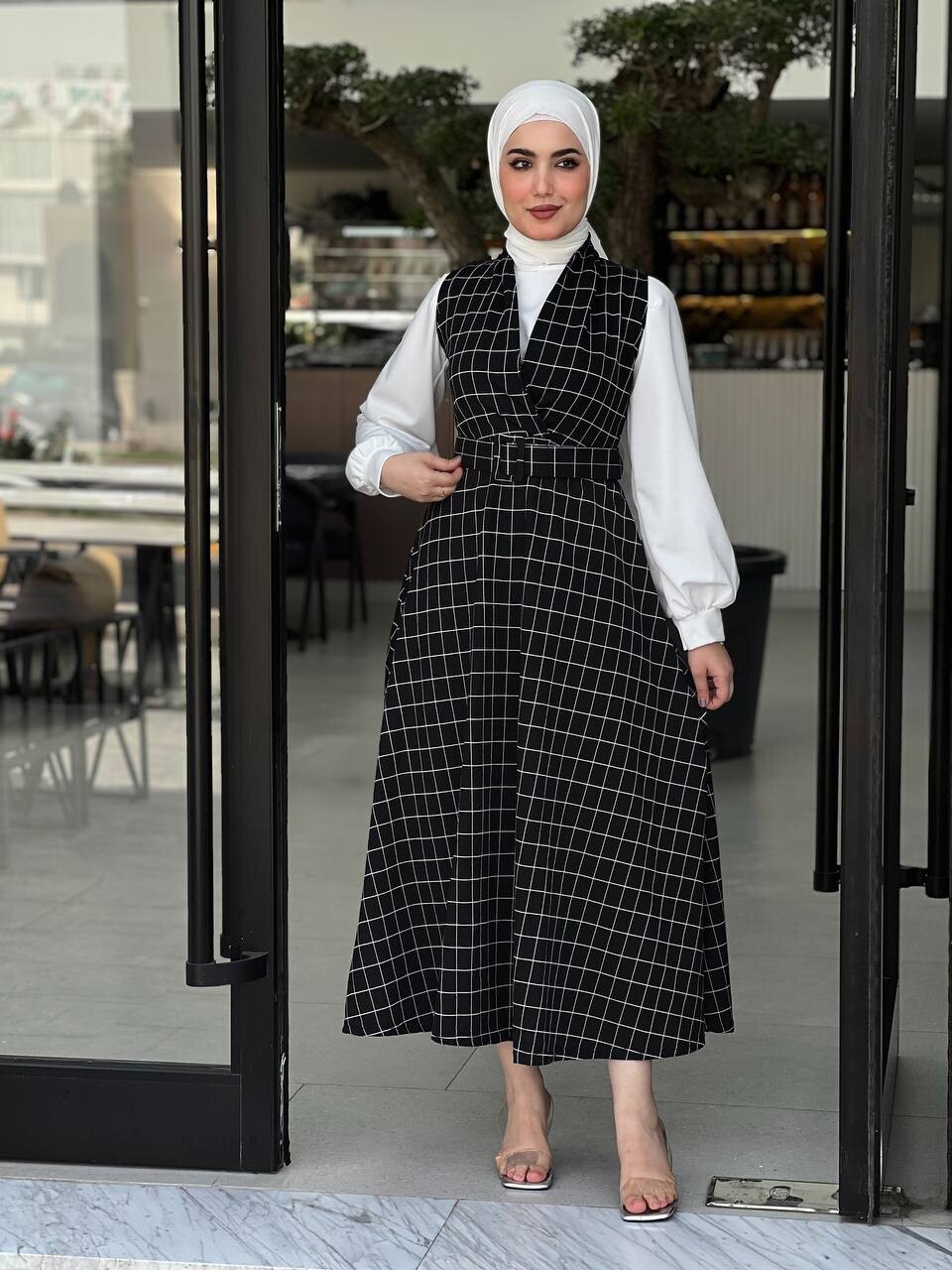 FOR YOU MODA - 9244-37L-1 صدريه لون - اسودابيض (1)