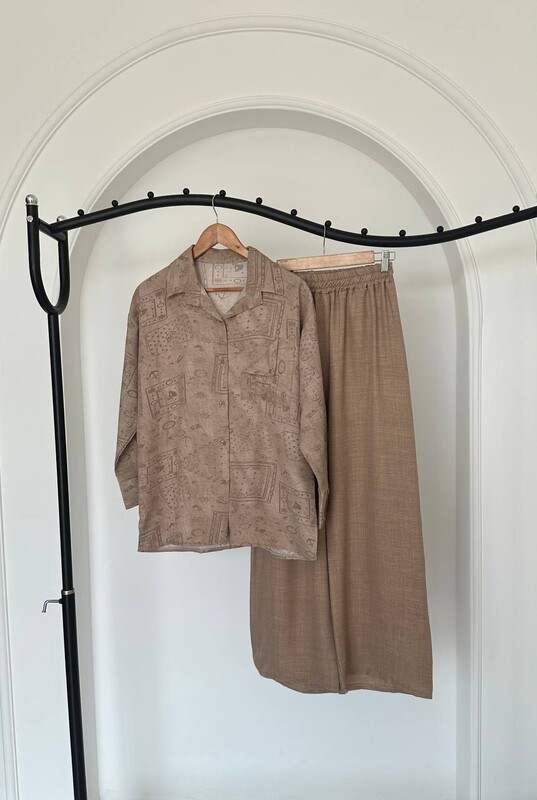 FOR YOU MODA - 9502-42O-2 سوت بنطرون -بيج