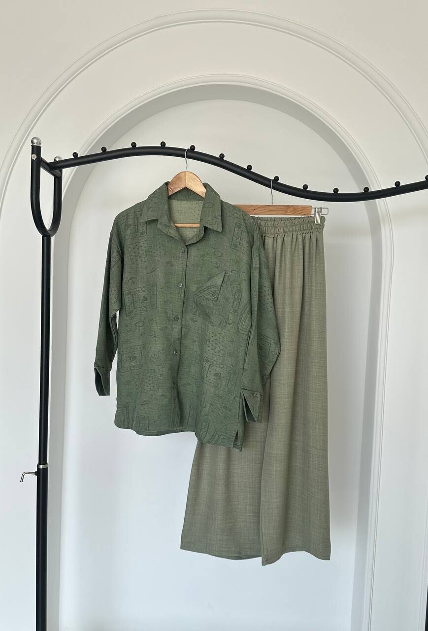 FOR YOU MODA - 9502-42O-3 سوت بنطرون -زيتوني