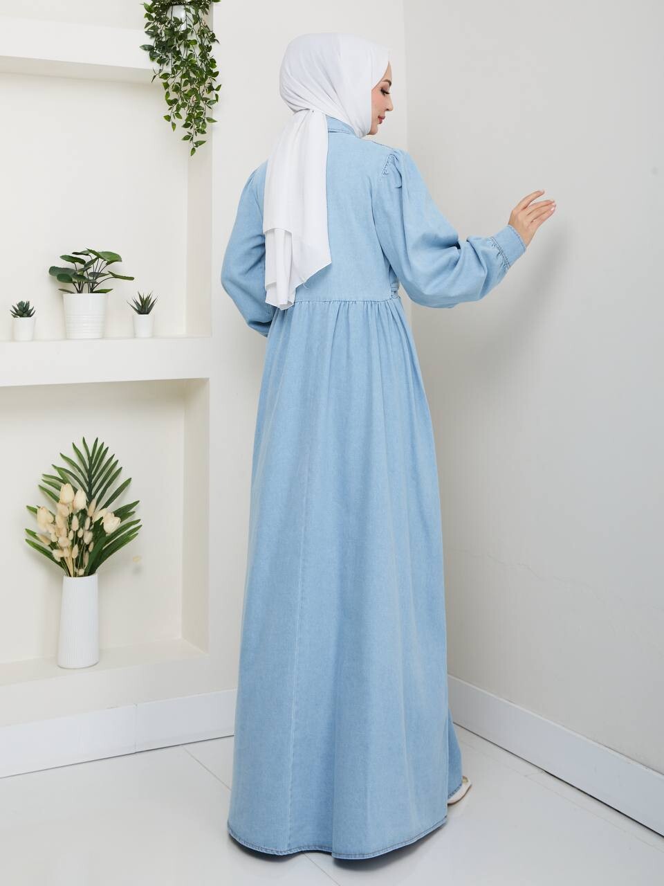 9511-21M-1 فستان جينز - Thumbnail