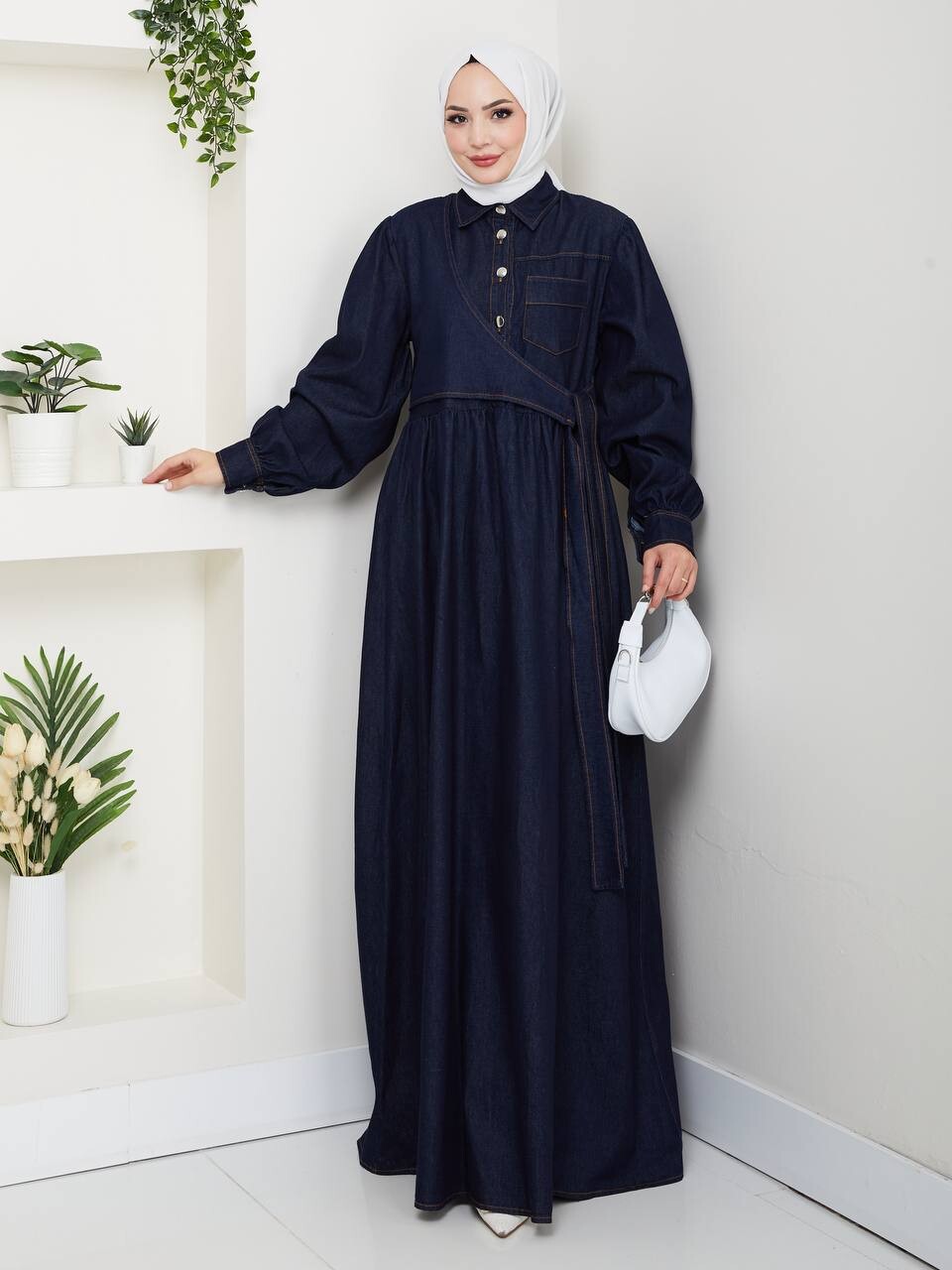 FOR YOU MODA - 9511-21M-3 فستان جينز غامق (1)