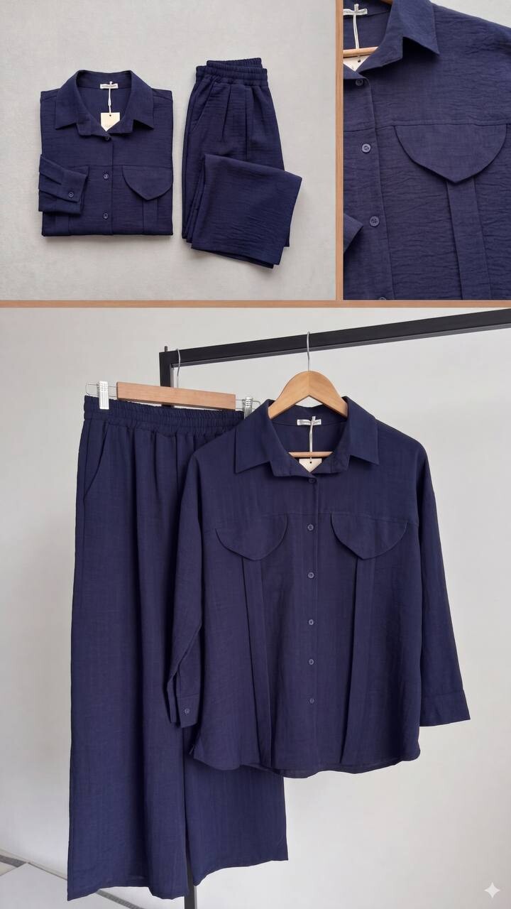 FOR YOU MODA - 9520-9J-5 سوت بنطرون - نيلي 