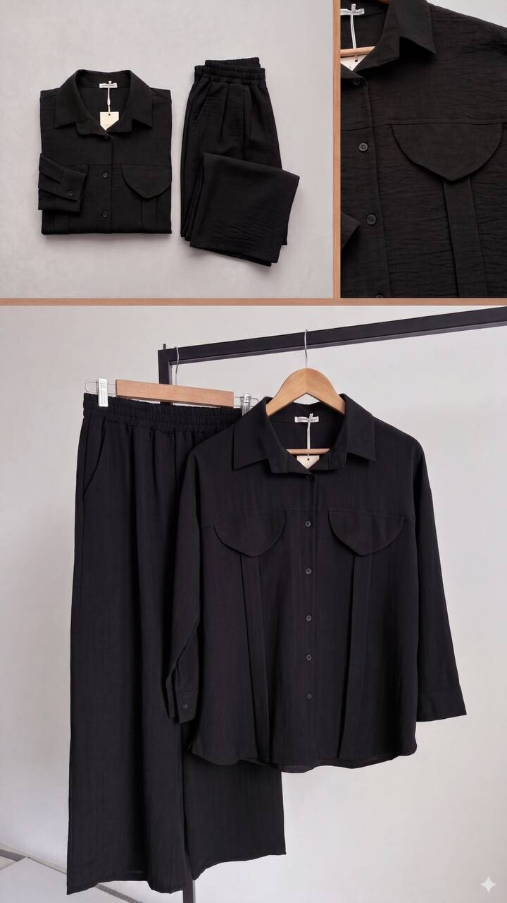 FOR YOU MODA - 9520-9J-1 سوت بنطرون- اسود