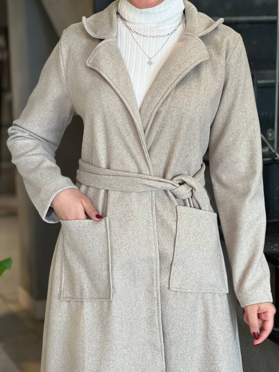 FOR YOU MODA - 9595-81Y-4 كوت جوخ - بيج فاتح (1)