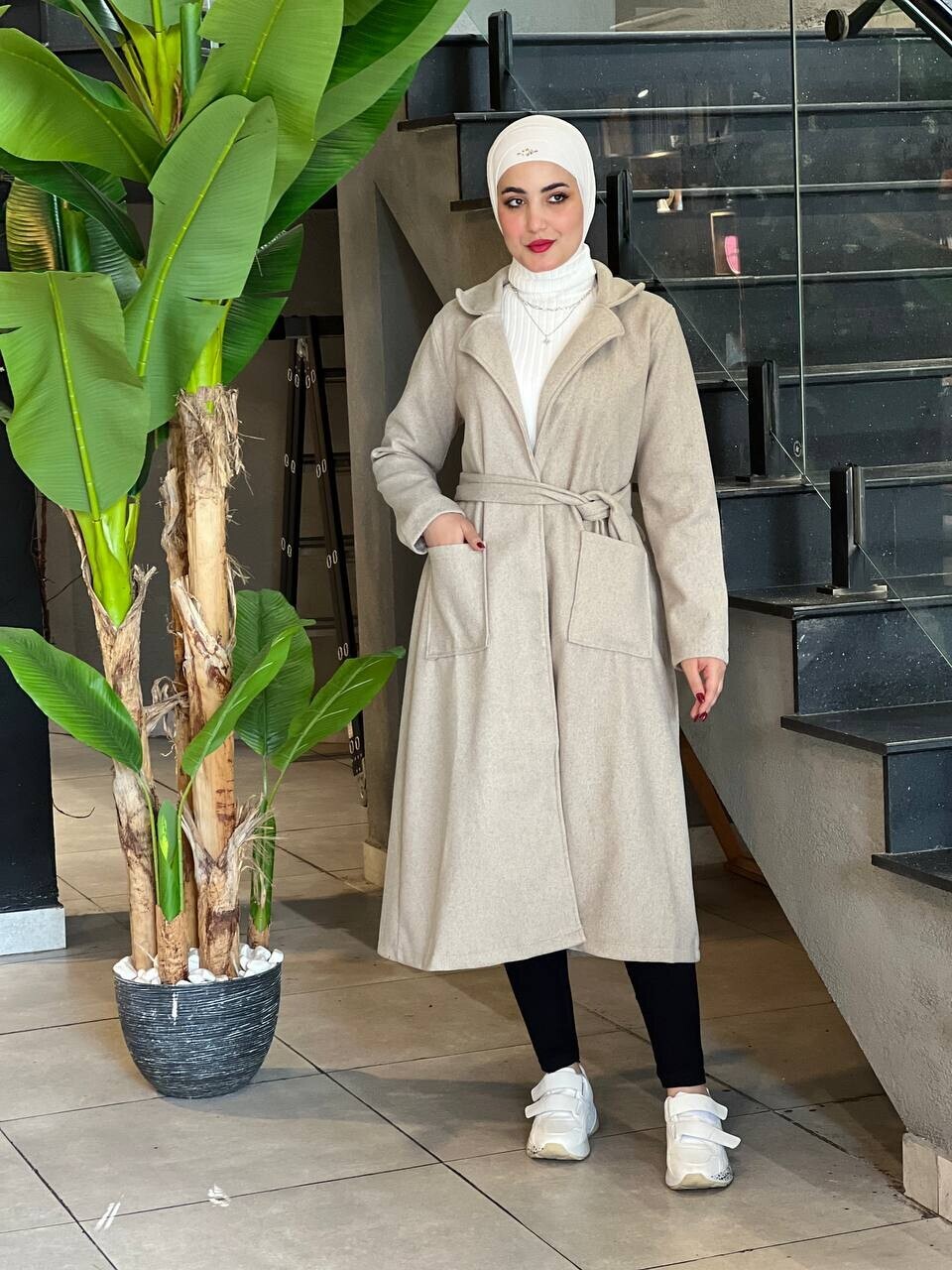 FOR YOU MODA - 9595-81Y-4 كوت جوخ - بيج فاتح 