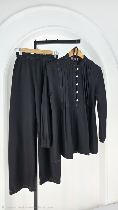 FOR YOU MODA - 972-17B-1 طقم قطعتين - جينز اسود