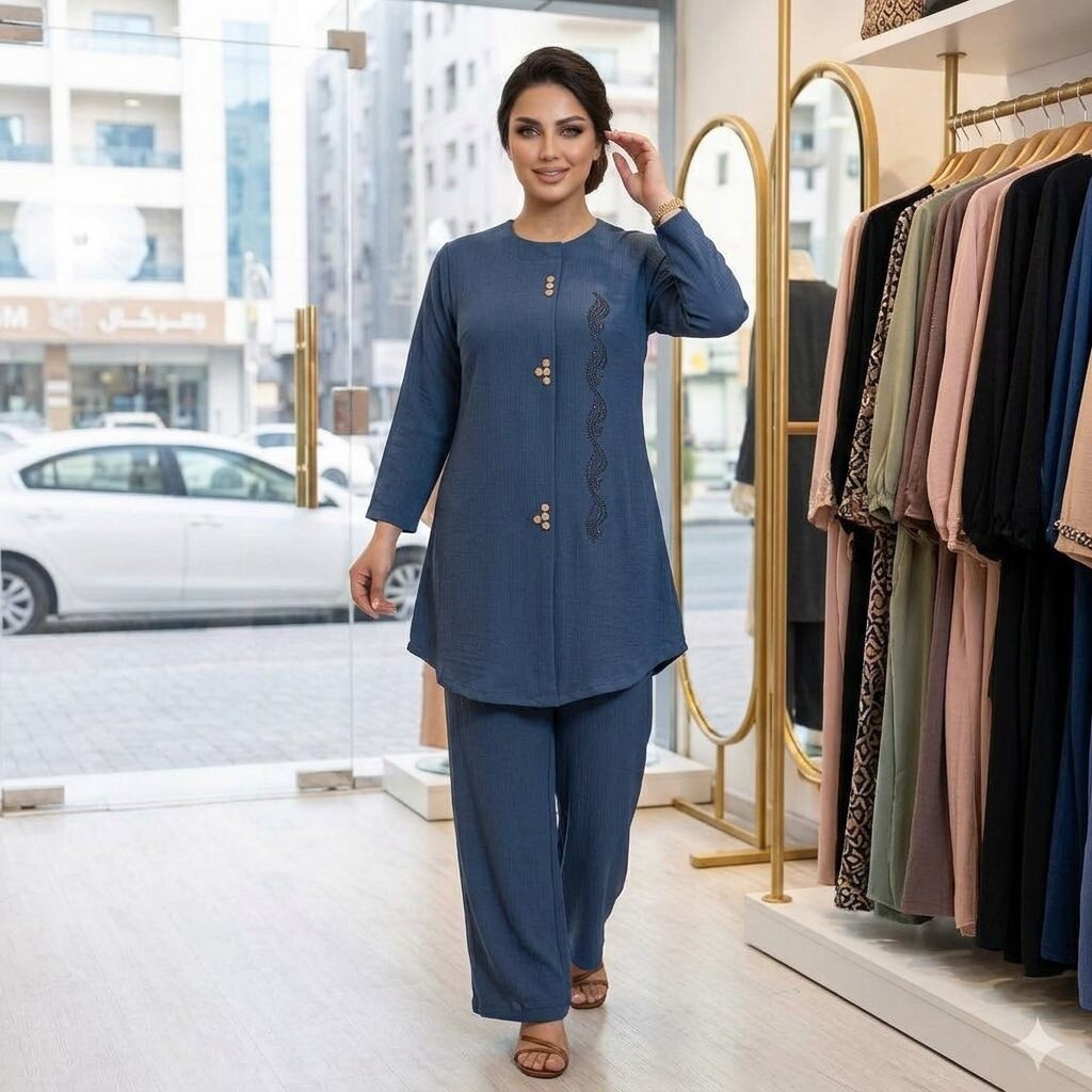 FOR YOU MODA - 9863-33k-7 سوت قطعتين -ازرك