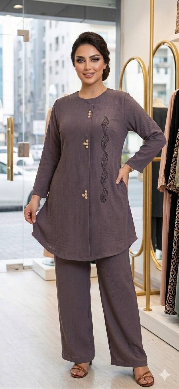 FOR YOU MODA - 9863-33k-5 سوت قطعيتن - بنفسجي 