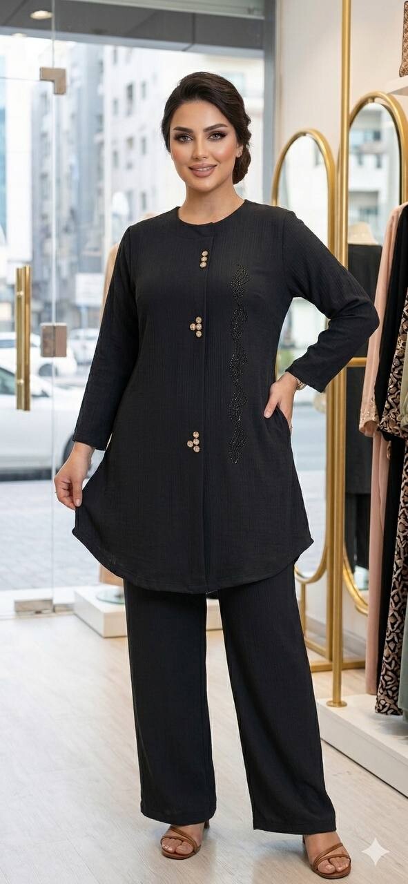 FOR YOU MODA - 9863-33k-1سوت قطعتين - اسود