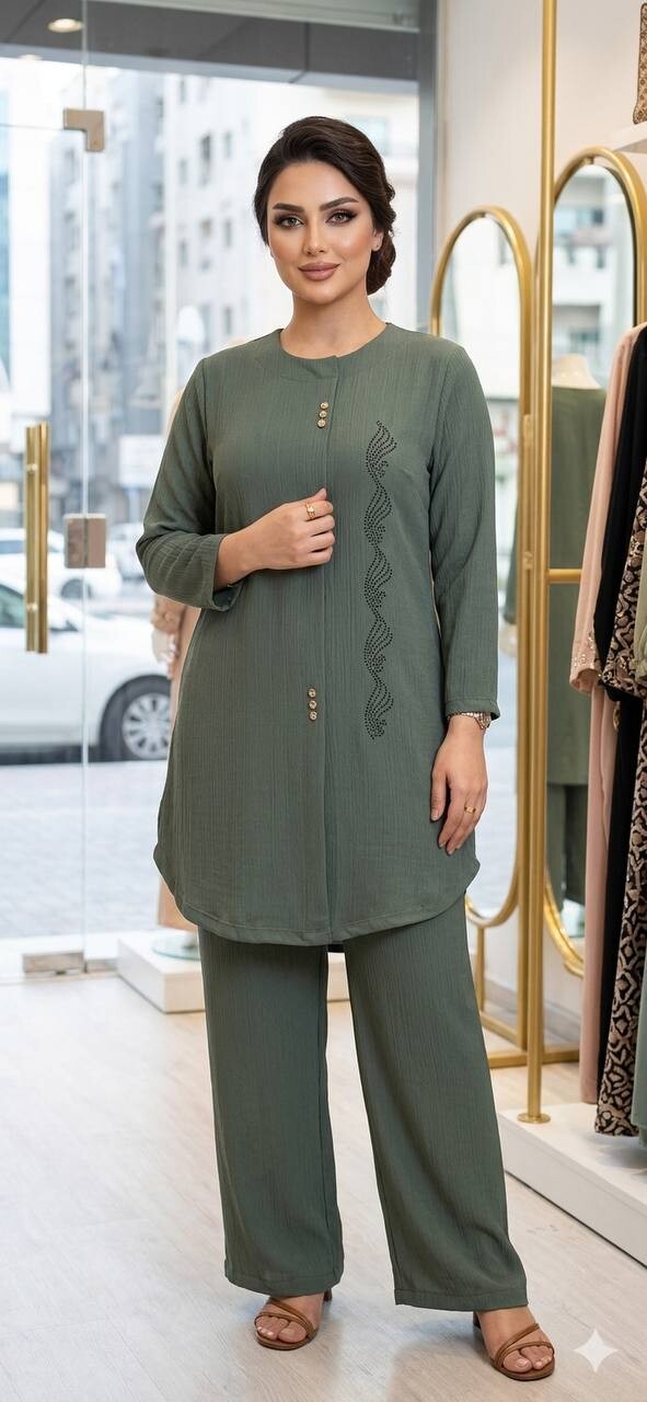 FOR YOU MODA - 9863-33k-سوت قطعتين - اخضر4